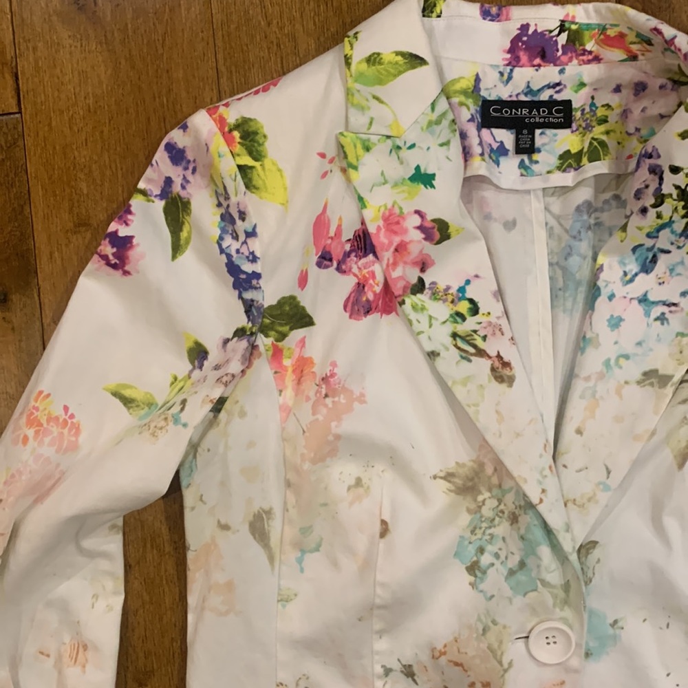 HAND BLEACHED JACKET FLORAL